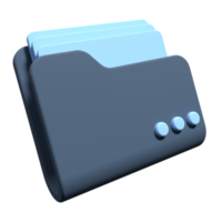 3d rendering illustration of folder icon with paper document. Simple paper folder icon. Blue folder icon isolated background. 3d render illustration png