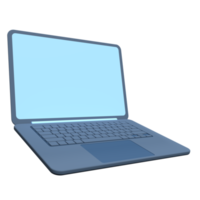 3d illustration laptop isolated on transparent background. Minimal laptop isolated. Blank display. Futuristic technology concept. 3d rendering png