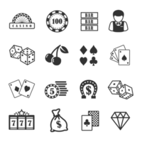 Casino and gambling icons set png