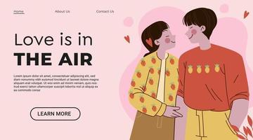 valentine day landing page design vector