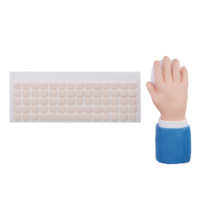 mano con computadora teclado y ratón 3d representación png