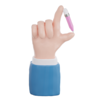 Hand with pen 3d render. Business concept. png