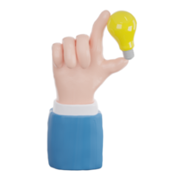 3D render hand holding lightbulb . thinking, good idea png