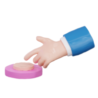 3d rendering of a hand push button png