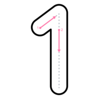 quão para escrever número 1 com rastreamento guia png