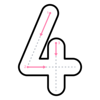 How to write number 4 with tracing guide png