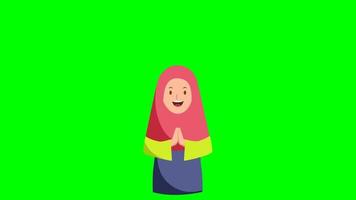 Happy Woman muslim celebrating Eid mubarak video