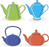 Set of beautiful glass teapots for liquid png