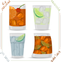 Various sweet tasty natural alcohol cocktail png