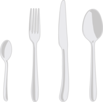 Set of metal cutlery for food png