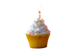 Homemade Birthday cupcake on isolated Background. png