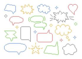 Speech bubbles on white. Abstract, dialog vector illustration in pixel style. Vector illustration in pixel style.