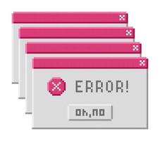 Retro error message. Vector illustration in pixel style.