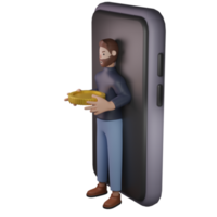 man holding coin 3d png