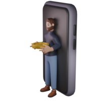 homme en portant pièce de monnaie 3d png