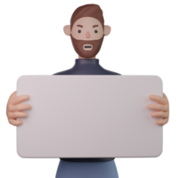 Mens Holding blanco bord 3d png