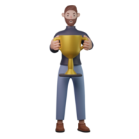 homme en portant trophée 3d png