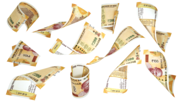 3D rendering of 200 Indian rupee notes flying in different angles and orientations png