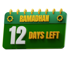 12 dagar vänster till ramadan månad. islamic dekorativ element. ramadan nedräkning. png