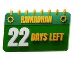 22 giorni sinistra per Ramadan mese. islamico decorativo elemento. Ramadan conto alla rovescia. png