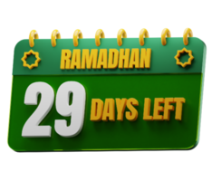 29 giorni sinistra per Ramadan mese. islamico decorativo elemento. Ramadan conto alla rovescia. png