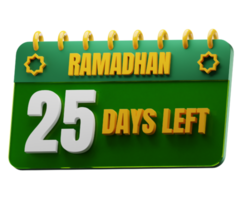 25 giorni sinistra per Ramadan mese. islamico decorativo elemento. Ramadan conto alla rovescia. png