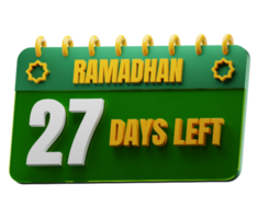 27 dias izquierda a Ramadán mes. islámico decorativo elemento. Ramadán cuenta regresiva. png