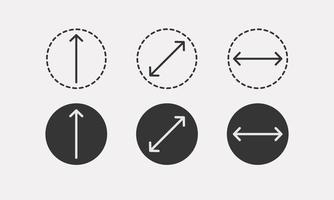 Circle dimension, arrows of round area. Measure of place with length and width. Vector illustration