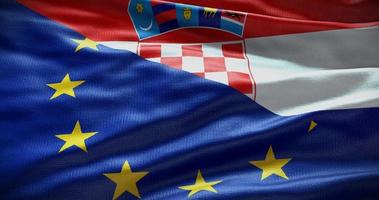 Croatia and European Union flag background. Relationship between country government and EU. 3D illustration photo