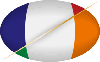 France vs Ireland icon in the shape of a rugby ball png