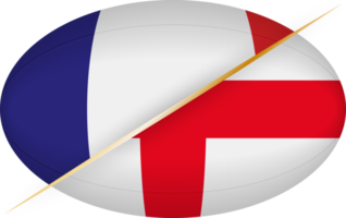 France vs England icon in the shape of a rugby ball png