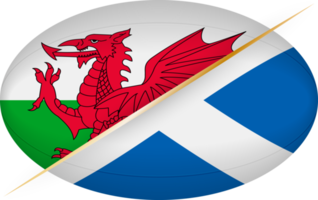 Wales vs. Schottland Symbol im das gestalten von ein Rugby Ball png