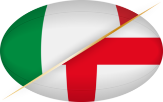 Italy vs England icon in the shape of a rugby ball png