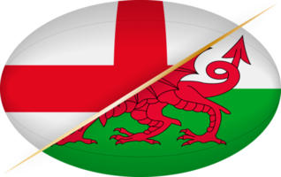 England vs Wales icon in the shape of a rugby ball png