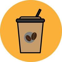 Ice Coffee Drink Filled Outline Icon vector