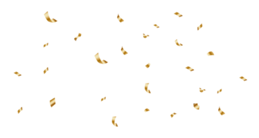 Shiny golden confetti and ribbons falling down. png