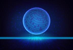 Modern Holographic Globe on Technology Background vector