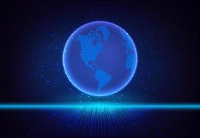 Modern Holographic Globe on Technology Background vector