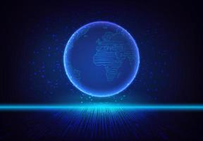 Modern Holographic Globe on Technology Background vector