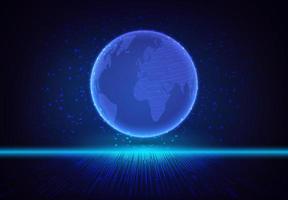 Modern Holographic Globe on Technology Background vector