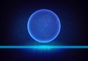 Modern Holographic Globe on Technology Background vector