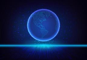 Modern Holographic Globe on Technology Background vector