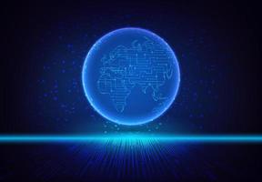 Modern Holographic Globe on Technology Background vector