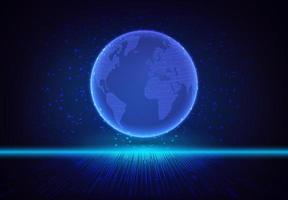 Modern Holographic Globe on Technology Background vector