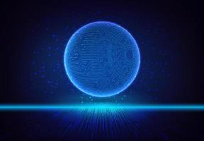 Modern Holographic Globe on Technology Background vector