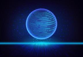 Modern Holographic Globe on Technology Background vector