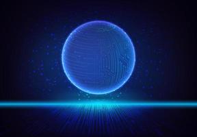 Modern Holographic Globe on Technology Background vector