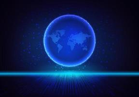 Modern Holographic Globe on Technology Background vector