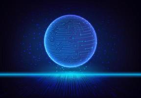 Modern Holographic Globe on Technology Background vector