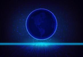 Modern Holographic Globe on Technology Background vector